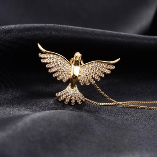 Gold Color Animal Pendant Necklace Paved Cubic Zirconia Stone Eagle Choker Necklace For Women Fashion Jewelry female accessories