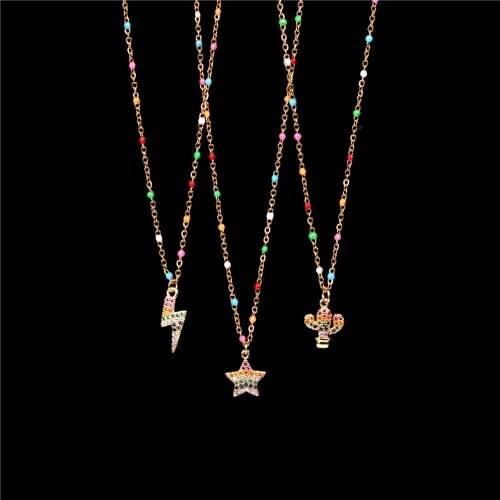Geometric punk small cactus Necklace Women men Vintage star stainless steel pendent necklaces Jewelry Gift Christmas wholesale