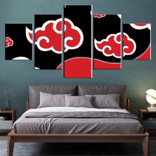 Print Painting For Living Room Home Decor Cuadros Modular 5 Panel Akatsuki Clouds Pictures Poster Frame High Quality Canvas