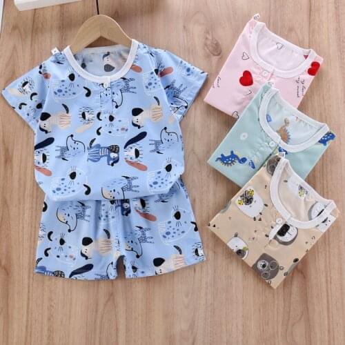 Pajama Child Summer Short Boy Baby Sleepwear Girls Clothes Cartoon Childrens Home Wear Nightie Family Clothing Sets Nightwear