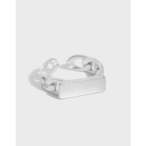 Authentic 925 Sterling Silver Fine Jewelry Straight Square bar Chain Band Long Ring Womens Punk C-001