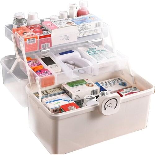 Portable Home Medicine Box First Aid Box Large Capacity Layered Plastic Multifunctional Medicine Storage Box
