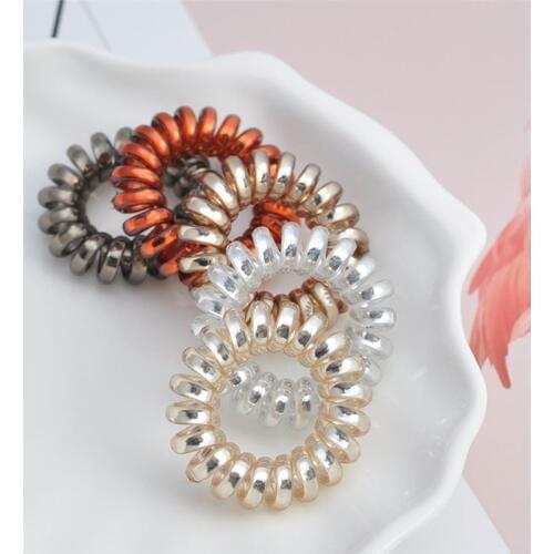 5Pcs Elastic Hair Bands Girls Rubber Band Hair Rope Spiral Shape Hair Ties Gum Telephone Wire Hair Styling Accessories