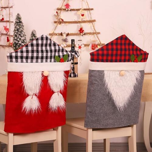 Christmas Decorations, Forest Man Chair Cover, Chair Cover, Christmas Home Dining Table Dressing, Gray