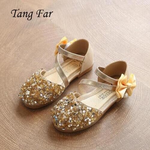 Beading Glitter Sandals For Girls Childrens Beach Sandal Kids Performance Shoes Hoof Heels Sequin Flats Teenage Girl