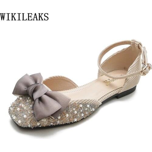 Butterfly Knot Flat Sandals Woman Crystal Ladies Shoes and Sandals Mary Jane Shoes Sandals Women Summer 2021 Zapatos De Mujer