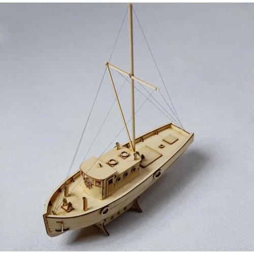 1/50 Scale Ship Assembly Model DIY Wooden Assembled Fishing Boat Children Room Decoration Wood Sailing Boats Models Toy Gift New