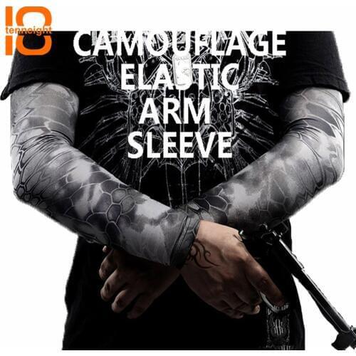 TENNEIGHT Outdoor Python pattern camouflage CS army elastic sleeves ice sleeves Sports Sun UV rotection arm sleeve Unisex