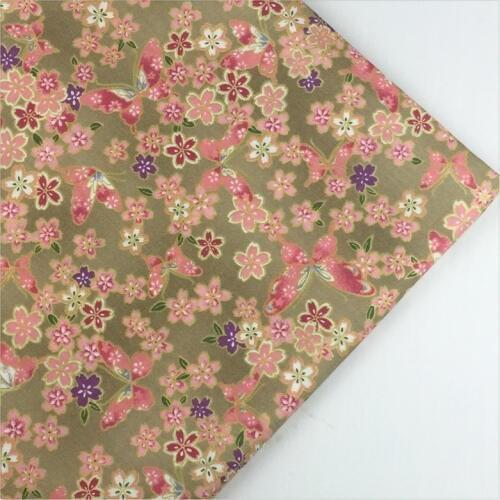 Syunss,Khaki Butterfly Printed Cotton Twill Fabric Sewing Baby Toy Bedding Quilting Cloth Craft Tecido DIY Tissu Patchwork Telas