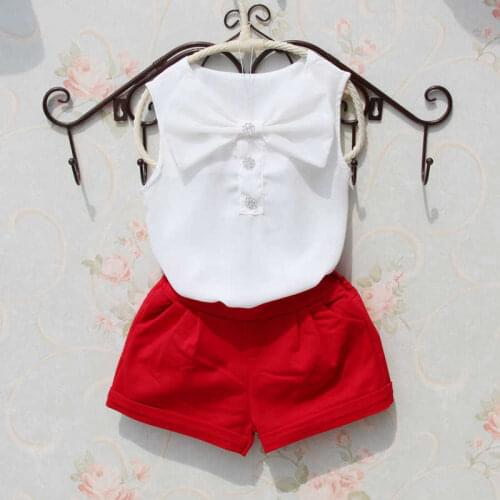 Girls Tops Teenage Summer White Blouse Girl Big Bow Pattern Clothes Sleeveless Chiffon Blouse for Children Kids Cool Shirts