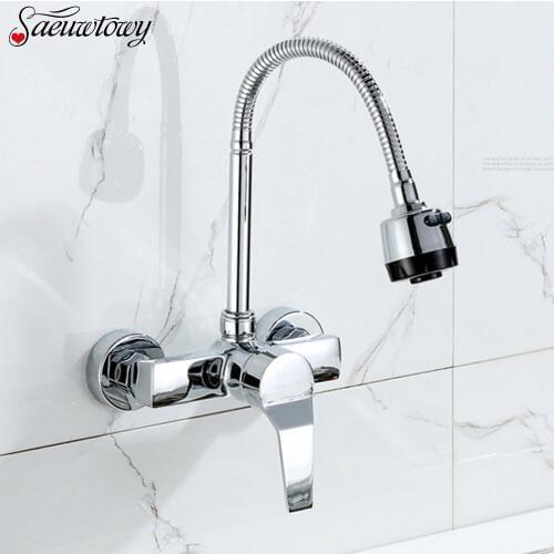 In-Wall Installation Deck Installation Chrome Basin Faucet Hot And Cold Faucet Hose Kitchen Faucet Single Handle Kitchen Tap