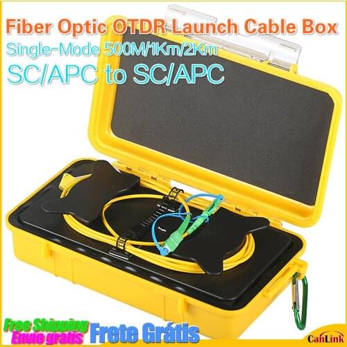 Fiber Optic OTDR Launch Cable Box SC/APC to SC/APC for 500M 1Km 2Km 1310/1550nm Dead Zone Eliminator Fiber Rings Box Single-Mode