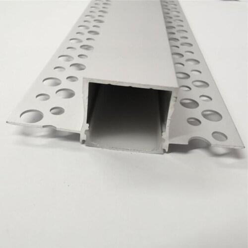 YANGMIN Free Shipping 6.6FT/2Meter Plaster-in Drywall Recessed Aluminum Channel with Flange Clip-in Diffuser for Strip Lights