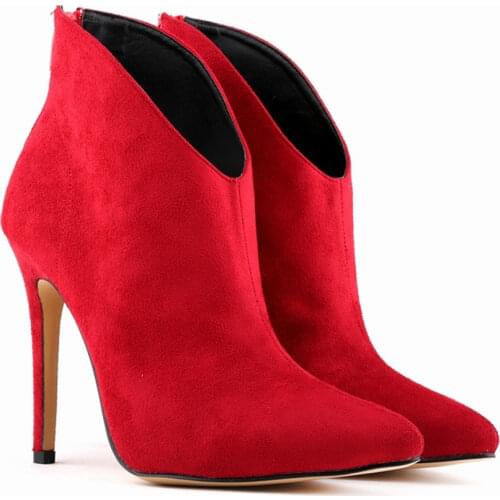 11cm Thin Heels Women Fashion Boots 2021 New Back Zipper Flock Pointed Toe Short Boots High Heels Womens Elegant Wedding Boots