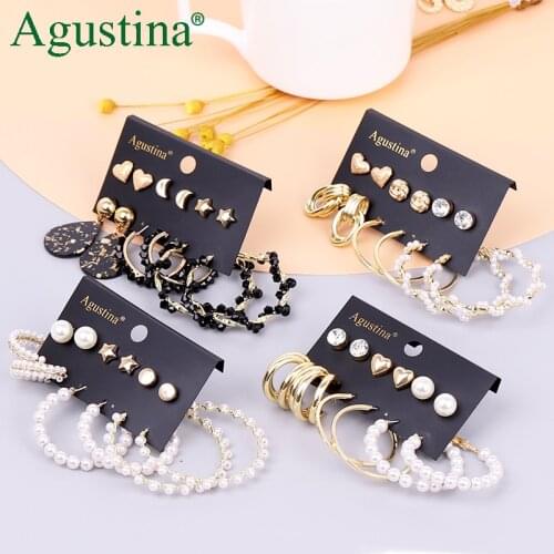 Agustina 2021 Pearl Set earrings women fashion jewelry Vintage earrings hoop drop earrings long earring boho Jewelry