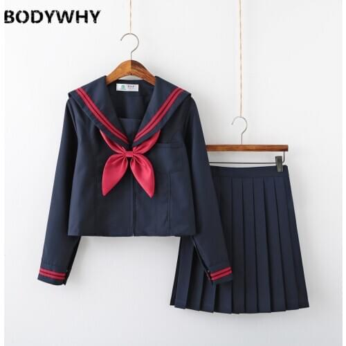 Skirt School Uniform Fall Japanese Long-sleeve Dress In Pleated Japanese Seamans College Fashion Style Clothes for Women