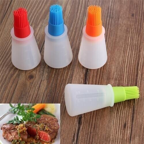 1 Pcs Portable Silicone Oil Bottle with Brush Grill Oil Brushes Liquid Oil Pastry Kitchen Tools for BBQ Kitchen Baking BBQ Tool