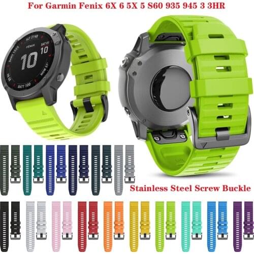 26 22mm Smart Watchband Strap For Garmin Fenix 6X 6 Pro Watch Quick Release Silicone Easyfit Wristband For Garmin Fenix 5X 5 3HR