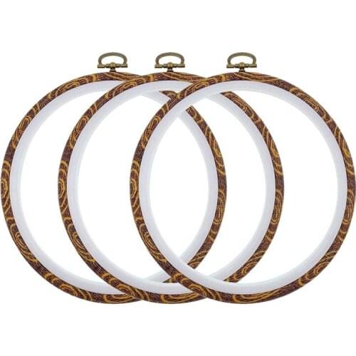 3 Pcs 5.5 Inch Round Embroidery Hoops Bulk Imitated Wood Circle Cross Stitch Hoop Ring