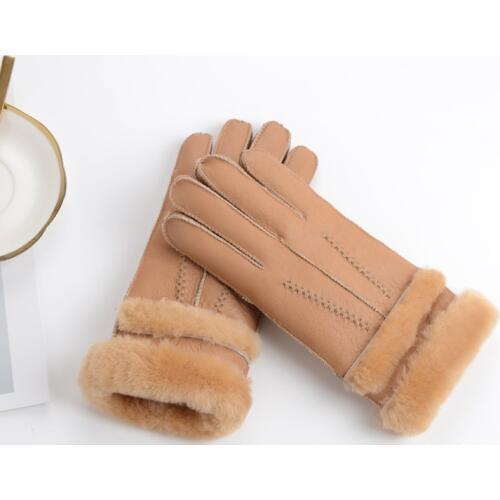 445656 New Fashion sheepskin Leather gloves winter keep warm Gloves Women cycling white gloves Ladies mittens