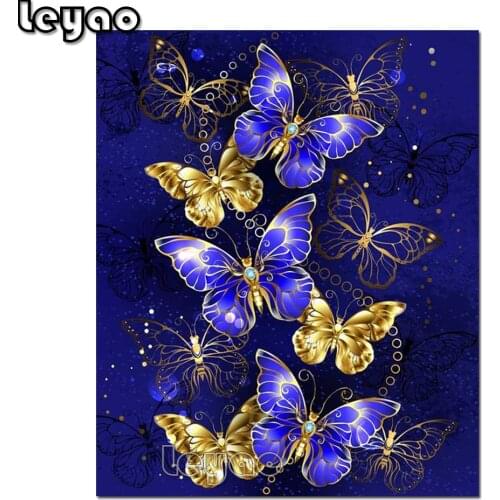 Full Square/Round Drill 5D DIY Diamond Painting "Golden butterfly flower" 3D Embroidery Cross Stitch 5D Home Decor Gift