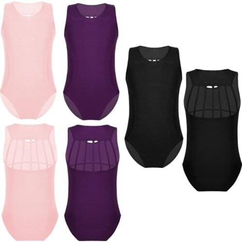 Girls Sleeveless Cutout Back Ballet Leotards Dance Wear Kids Gymnastics Leotard Bodysuit Child Practice Stage Dance Costume