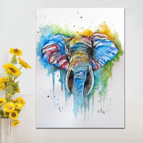 Large size Printing Color Elephant Canvas Print Wall art Home Decor Living Room Modern Canvas Print Paintings no frames WLONG