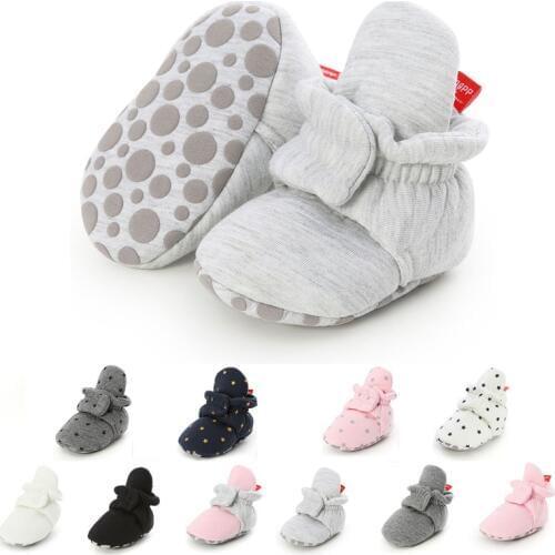 Baby Boy Girl Socks Toddler Shoes Solid Prewalkers Booties Cotton Winter Soft Anti-slip Warm Newborn Infant Crib Shoes Moccasins