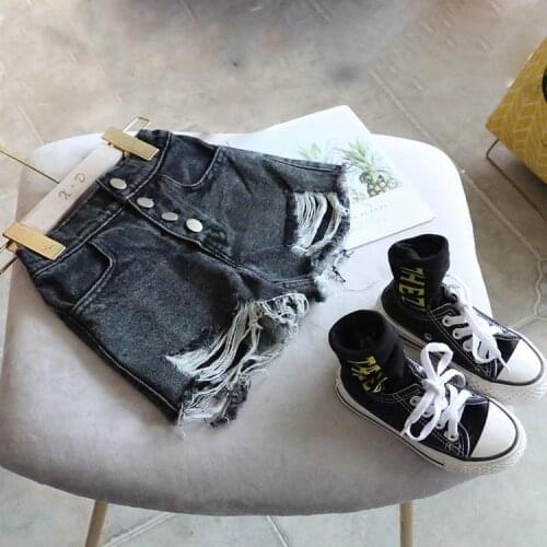 Kids Girls Denim Shorts Scatch Tassel Blue Shorts 2021 New Teenage Girls Black Jeans Shorts Korean Style Kids Summer Clothes