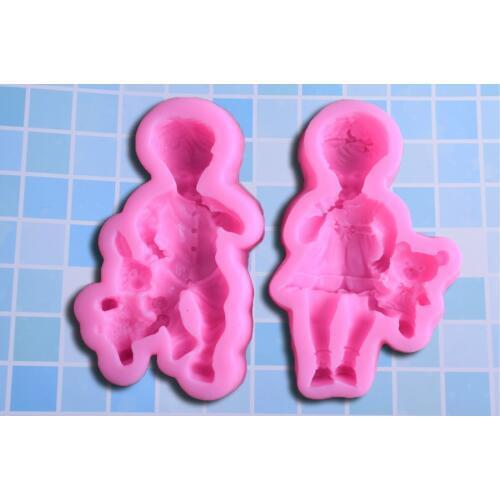 Rabbit boy bear girl turn sugar silica gel mold DIY chocolate cake decoration hand mold
