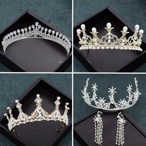 Bride wedding jewelry handmade crown queen headdress wedding dress accessories rhinestone crystal beads hair accessories