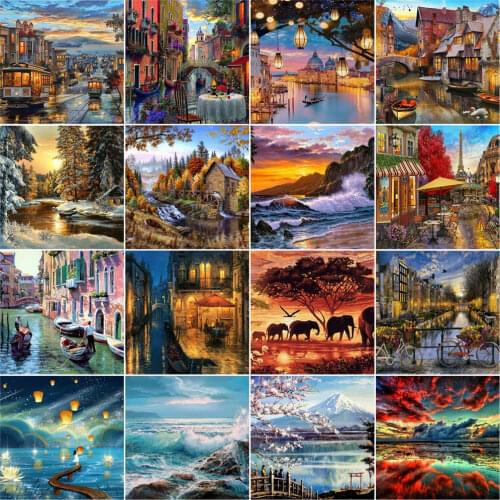 HUACAN Painting By Numbers City Scenery DIY Frame Pictures Paint By Number Venice On Canvas DIY Home Decoration 60x75cm