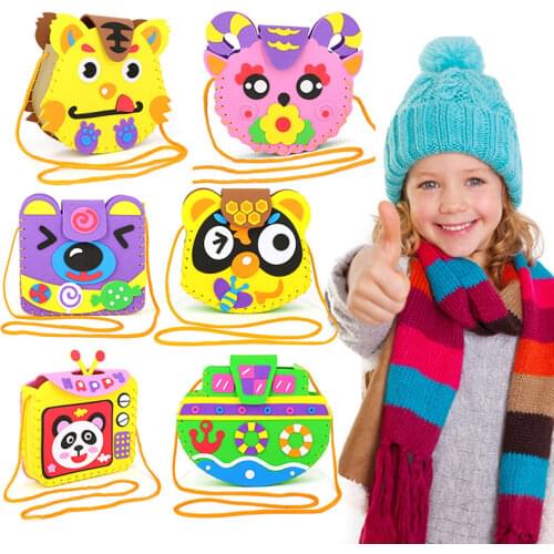 Kindergarten lots arts crafts diy toys Cartoon Childrens bag crafts kids educational for childrens toys Fun girl/boy gift 1890