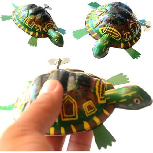 Classic Green Iron Moving Tortoise Wind up Clockwork Toy Kids Hobby Education Collectible Gift