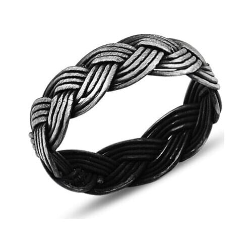 Silver 925 Sterling Oxidized Kazaziye Hand Knitting Ring