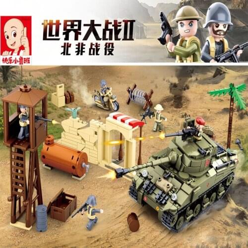 SLuban Christmas Gift Toys For Boys WW2 North Africa Campaign Series Military Fighter Model Building Blocks Toy For Kid Birthday