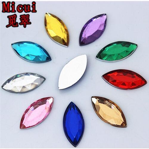 Micui 100PCS 9*20mm Rhinestone Horse Eye Acrylic Flatback Gems Strass Crystal Stones For Dress Crafts Decorations ZZ301M