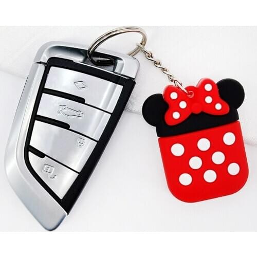 Cartoon Key Ring Mouse Car Keychain Silica Gal Cute Women Children Kids Girl Toy Red Auto Accessories Wholesale Key Chain