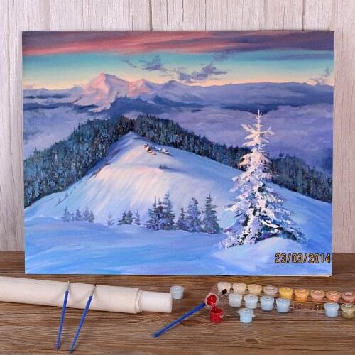 Landscape Cold Day DIY Paint By Numbers Package Acrylic Paints 40*50 Boards By Numbers Loft Wall Picture Adults Drawing