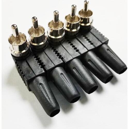 NCHTEK RCA Male Plug Right Angle Solderless Solder-less Cable Adapter Connector For CCTV, Plastic/Free Shipping/5PCS
