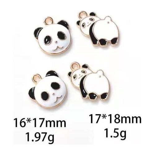 New Creativity Dripping Oil lovely Panda love heart Alloy DIY Jewelry Accessories Rubber Band Earring Bracelet Pendant wholesale