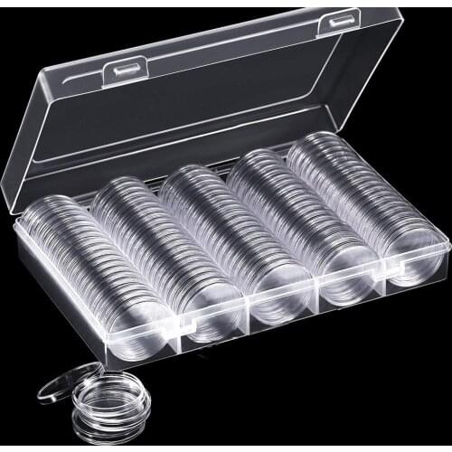 100 Pieces 25mm Coin Holder Capsules Container Storage Organiz Box Foam Gasket For Coin Collection Coin Display Case Organizer