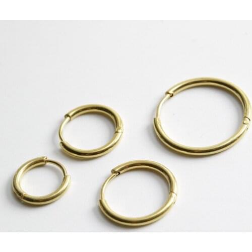 Simple Smooth Circle Ring Earrings Gold / Silver Color Titanium Steel Earrings Mens and Womens Fashion Jewelry Holiday Gifts