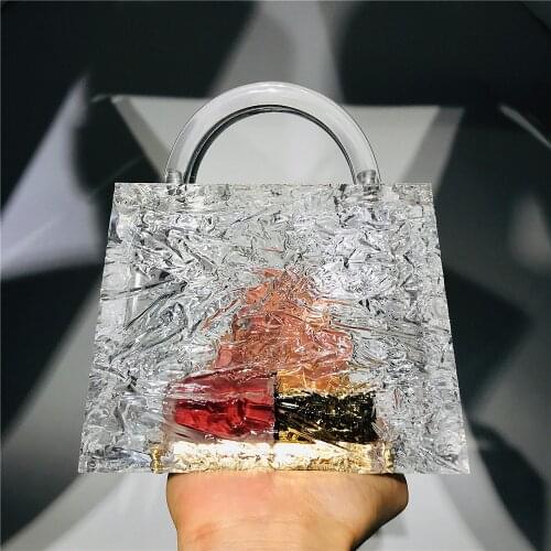 Clear Acrylic Box Evening Bag Women 2021 Summer Top Handle Dinner Clutch Purses Ladies Transparent Crystal Handbag High Quality