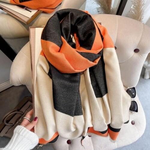 Luxury Brand Cashmere Women Scarf Winter Warm Shawl Wrap Bandana Pashmina Female Foulard Long Thick Blanket 2021