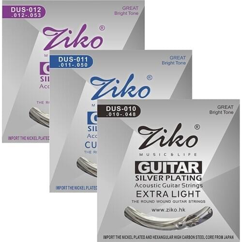 Ziko Dus Series Acoustic Guitar Strings Hexagon Carbon Steel Core Silver Plating Wound