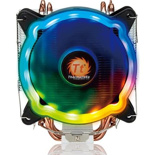 Thermaltake RGB CPU Cooler PWM Snap-on Fan 4 Direct Contact Heat Pipes Through Fin Technology Multi-platforms Dynamic RGB Color