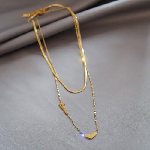 Titanium steel New fashion jewelry 2 layer heart love choker snake necklace nice gift for women girl