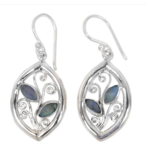 Vintage Moonstone Silver Color Earrings for Women Ladies Fashion Gift Leaves Shaped Dangle Drop Earrings