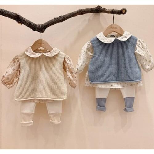 New Toddler Baby Boys and Girls Solid Sleeveless Knit Pullover Vest Sweater Fashion Newborn Baby Knitted Waistcoat Tops